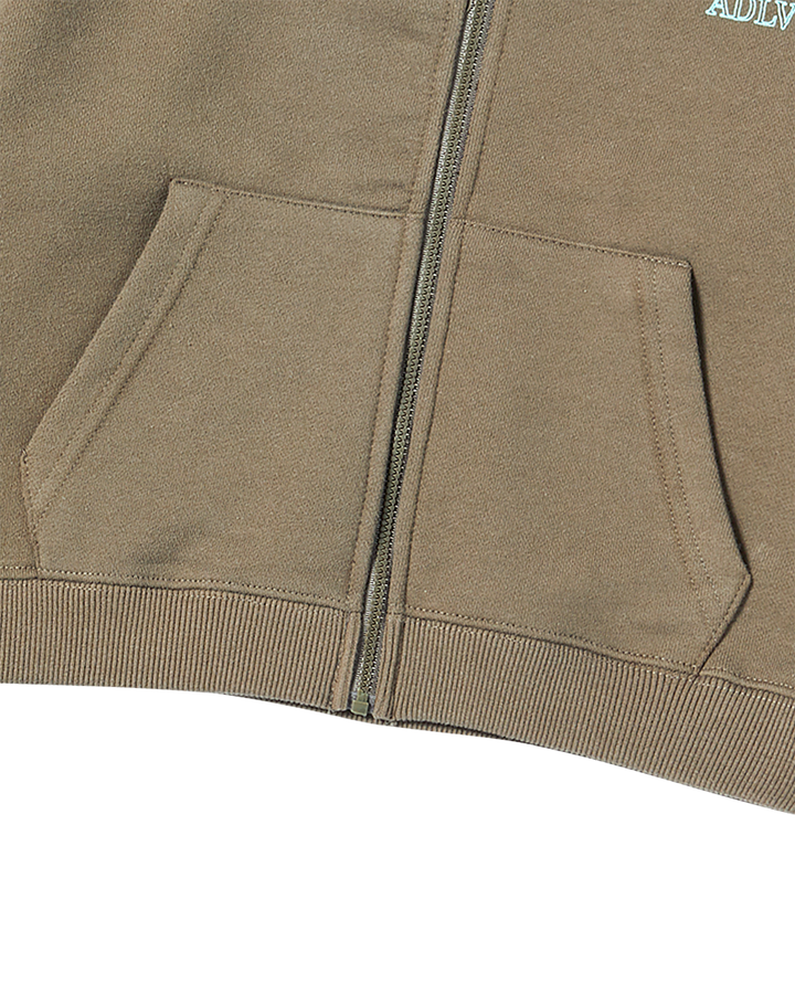 KIDS BORDER LINE BASIC LOGO HOODIE ZIP UP COCOA