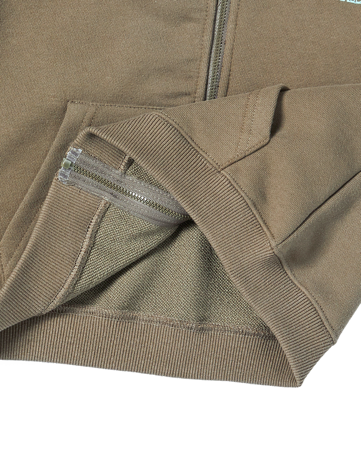 KIDS BORDER LINE BASIC LOGO HOODIE ZIP UP COCOA
