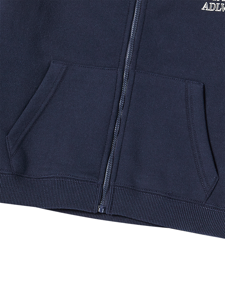 KIDS BORDER LINE BASIC LOGO HOODIE ZIP UP DARK NAVY
