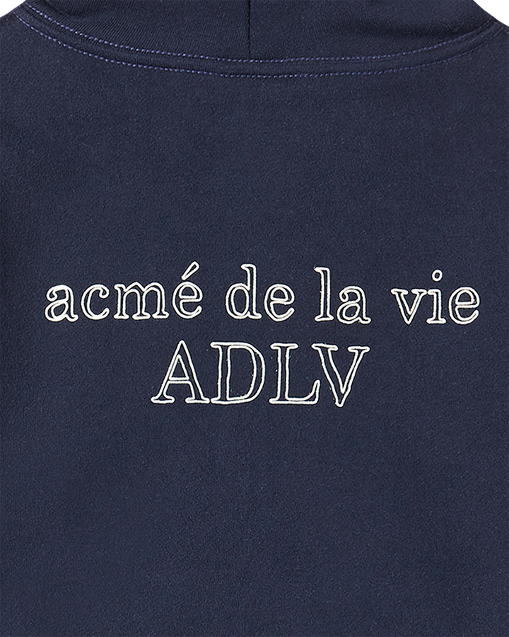 KIDS BORDER LINE BASIC LOGO HOODIE ZIP UP DARK NAVY