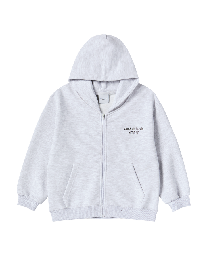 KIDS BORDER LINE BASIC LOGO HOODIE ZIP UP MELANGE