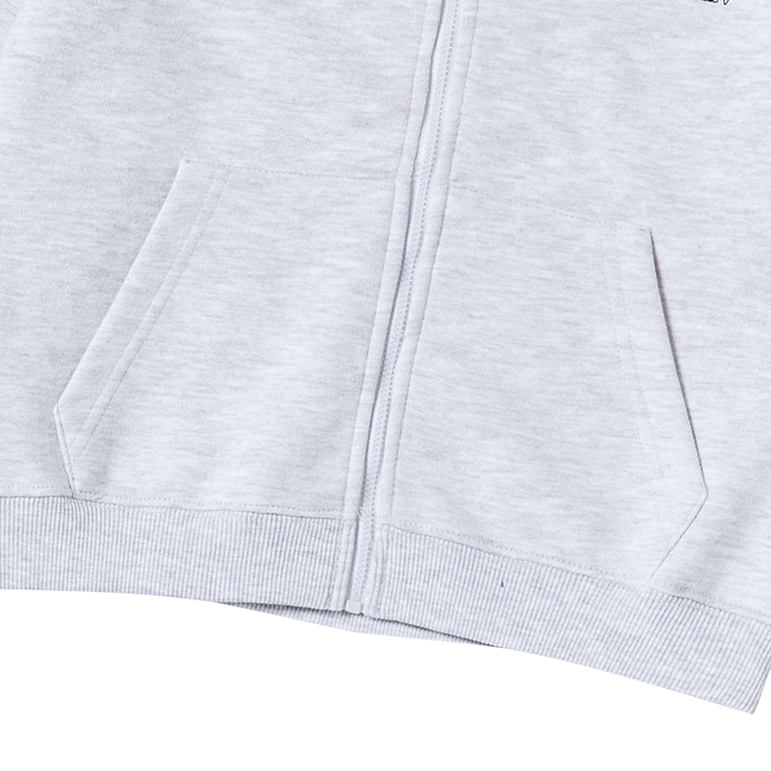 KIDS BORDER LINE BASIC LOGO HOODIE ZIP UP MELANGE