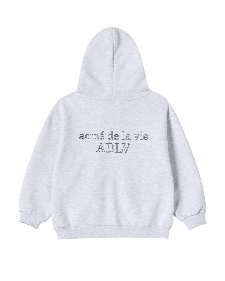KIDS BORDER LINE BASIC LOGO HOODIE ZIP UP MELANGE