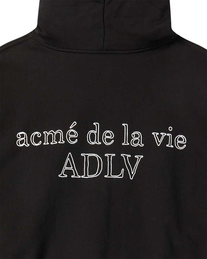 BORDER LINE BASIC LOGO HOODIE ZIP UP BLACK