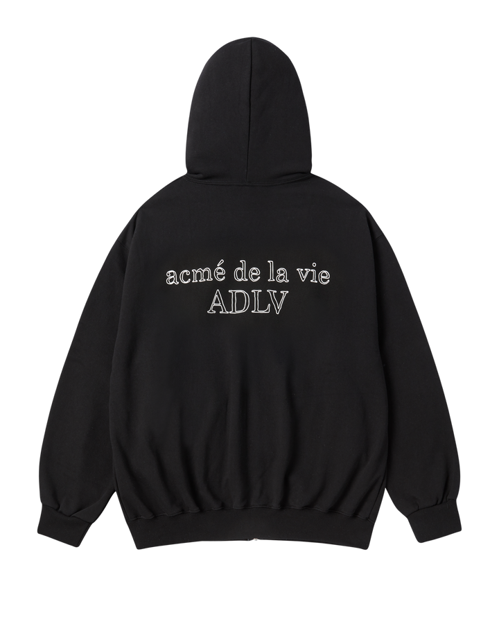 BORDER LINE BASIC LOGO HOODIE ZIP UP BLACK