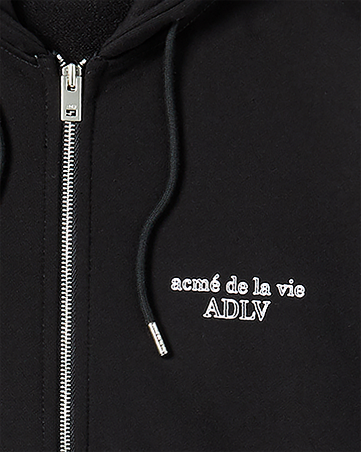 BORDER LINE BASIC LOGO HOODIE ZIP UP BLACK