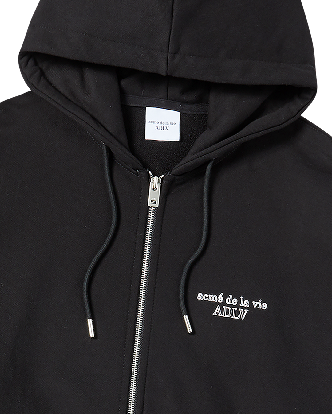 BORDER LINE BASIC LOGO HOODIE ZIP UP BLACK