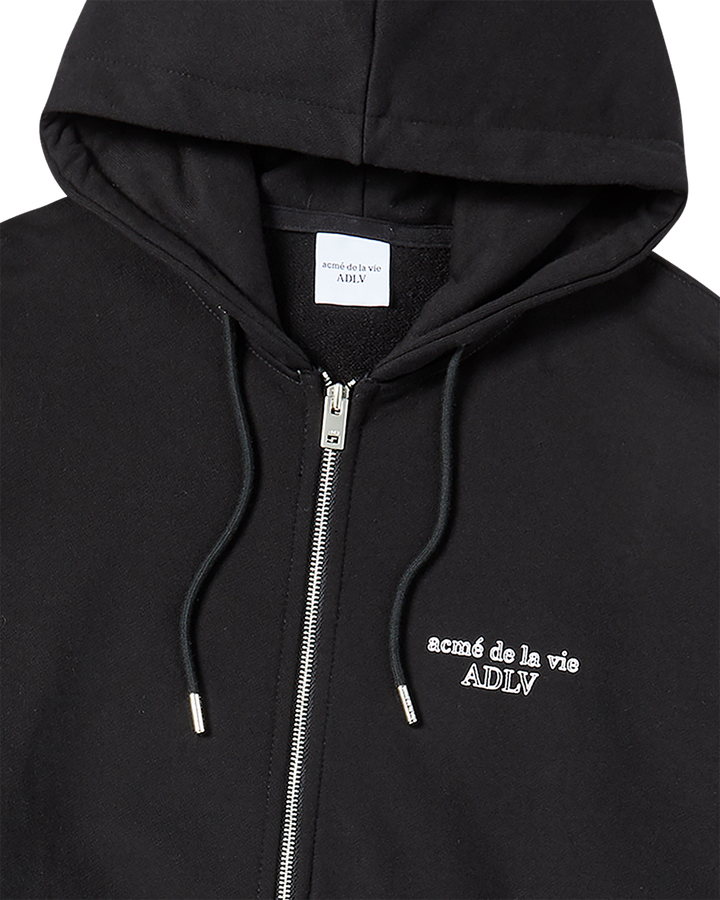BORDER LINE BASIC LOGO HOODIE ZIP UP BLACK