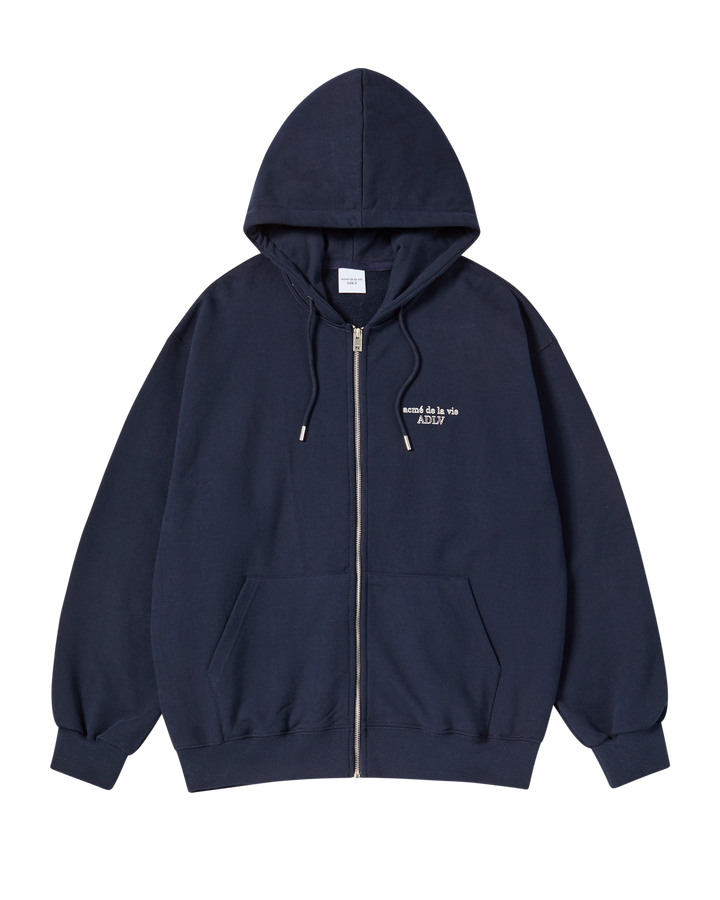 BORDER LINE BASIC LOGO HOODIE ZIP UP DARK NAVY