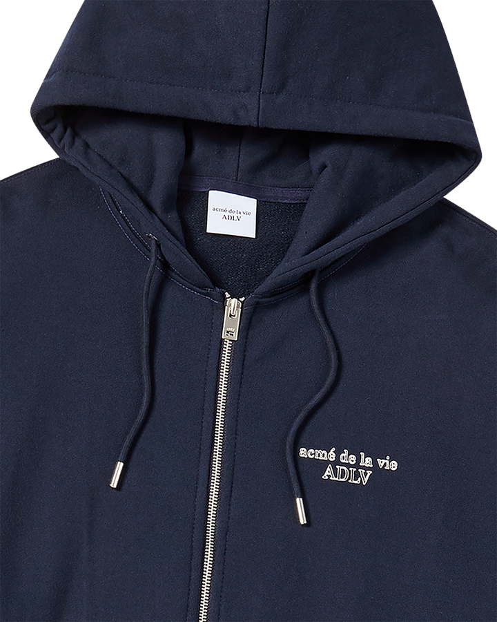BORDER LINE BASIC LOGO HOODIE ZIP UP DARK NAVY