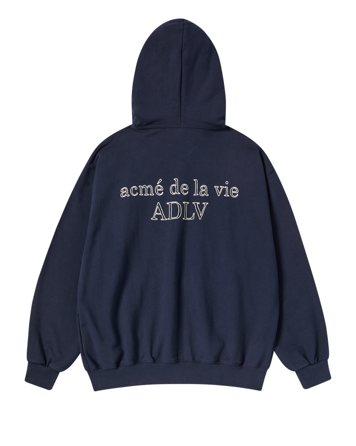 BORDER LINE BASIC LOGO HOODIE ZIP UP DARK NAVY