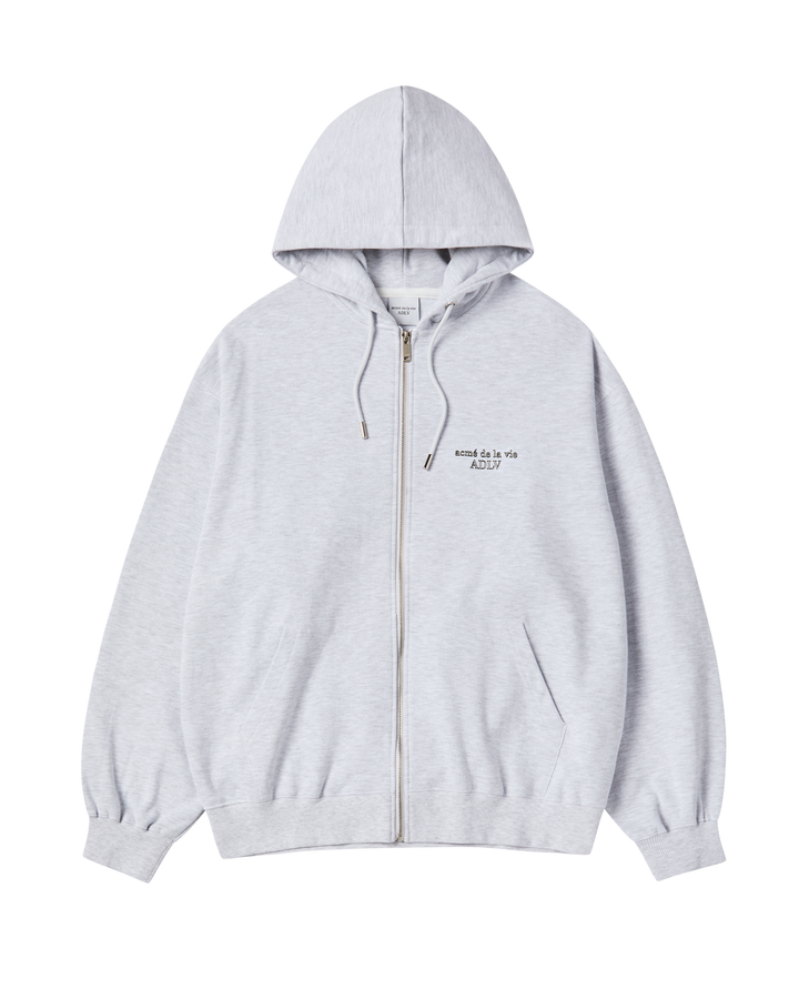 BORDER LINE BASIC LOGO HOODIE ZIP UP MELANGE