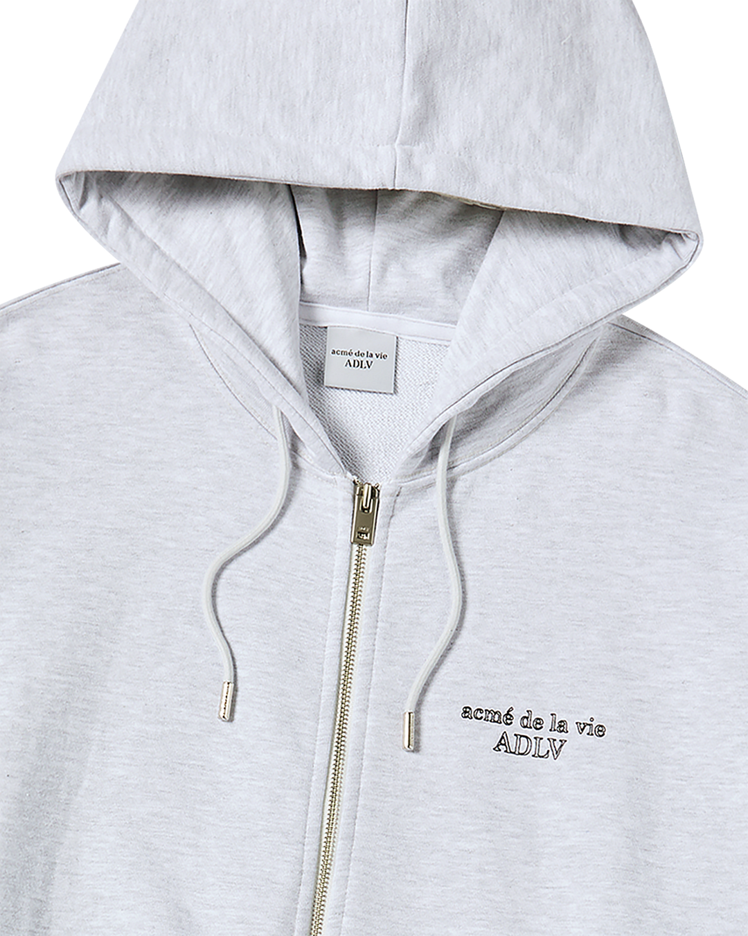BORDER LINE BASIC LOGO HOODIE ZIP UP MELANGE
