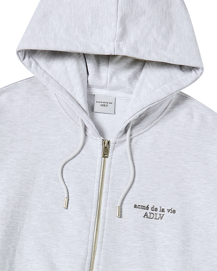 BORDER LINE BASIC LOGO HOODIE ZIP UP MELANGE