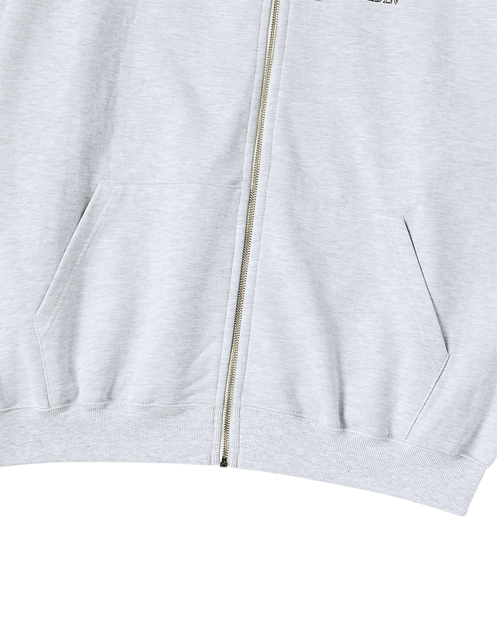 BORDER LINE BASIC LOGO HOODIE ZIP UP MELANGE