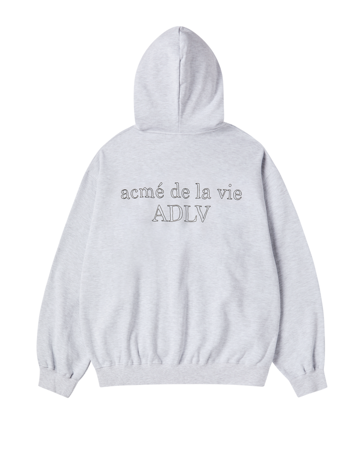 BORDER LINE BASIC LOGO HOODIE ZIP UP MELANGE