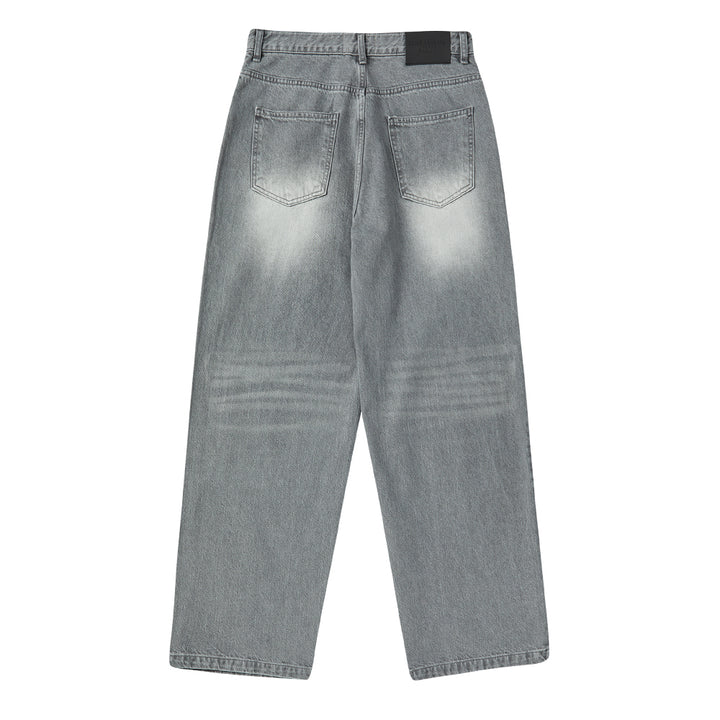 DENIM SET UP WIDE PANTS GRAY