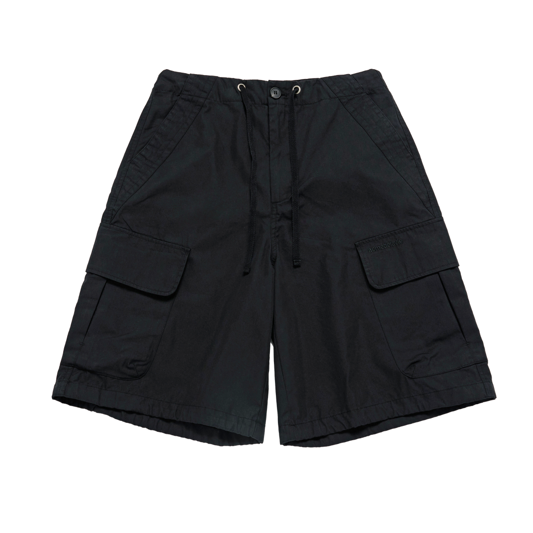 HEM LINE STRING CARGO SHORT PANTS BLACK