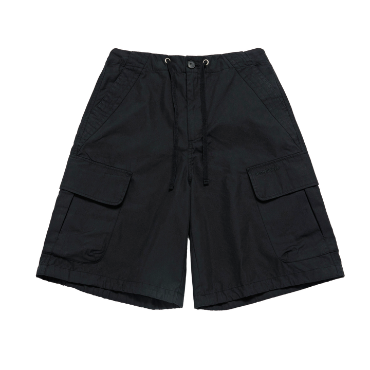 HEM LINE STRING CARGO SHORT PANTS BLACK