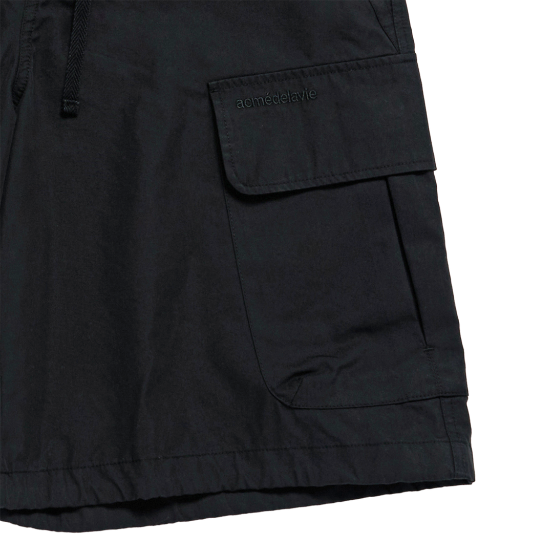 HEM LINE STRING CARGO SHORT PANTS BLACK