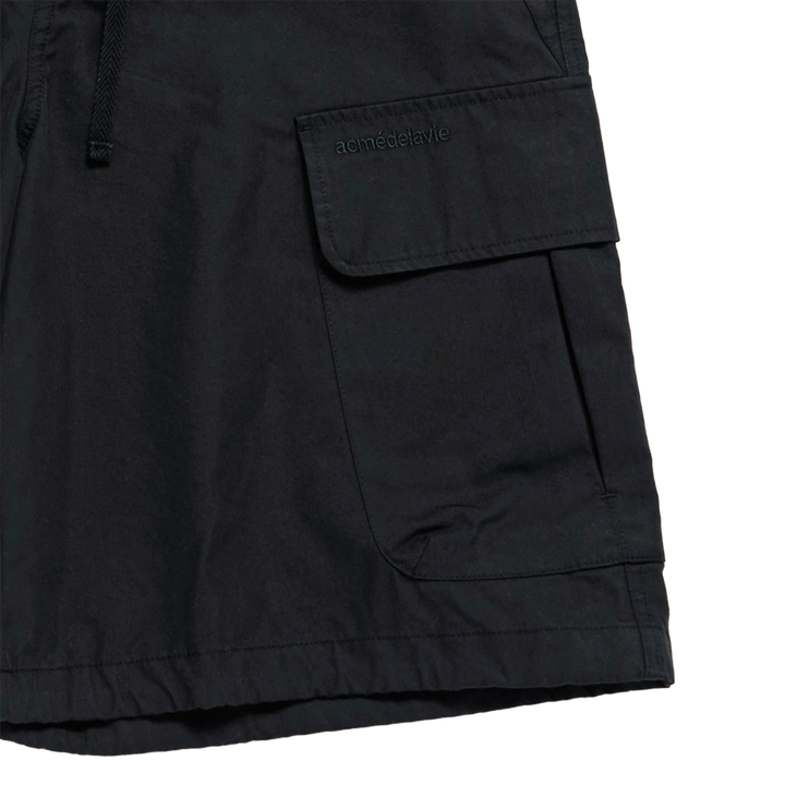 HEM LINE STRING CARGO SHORT PANTS BLACK
