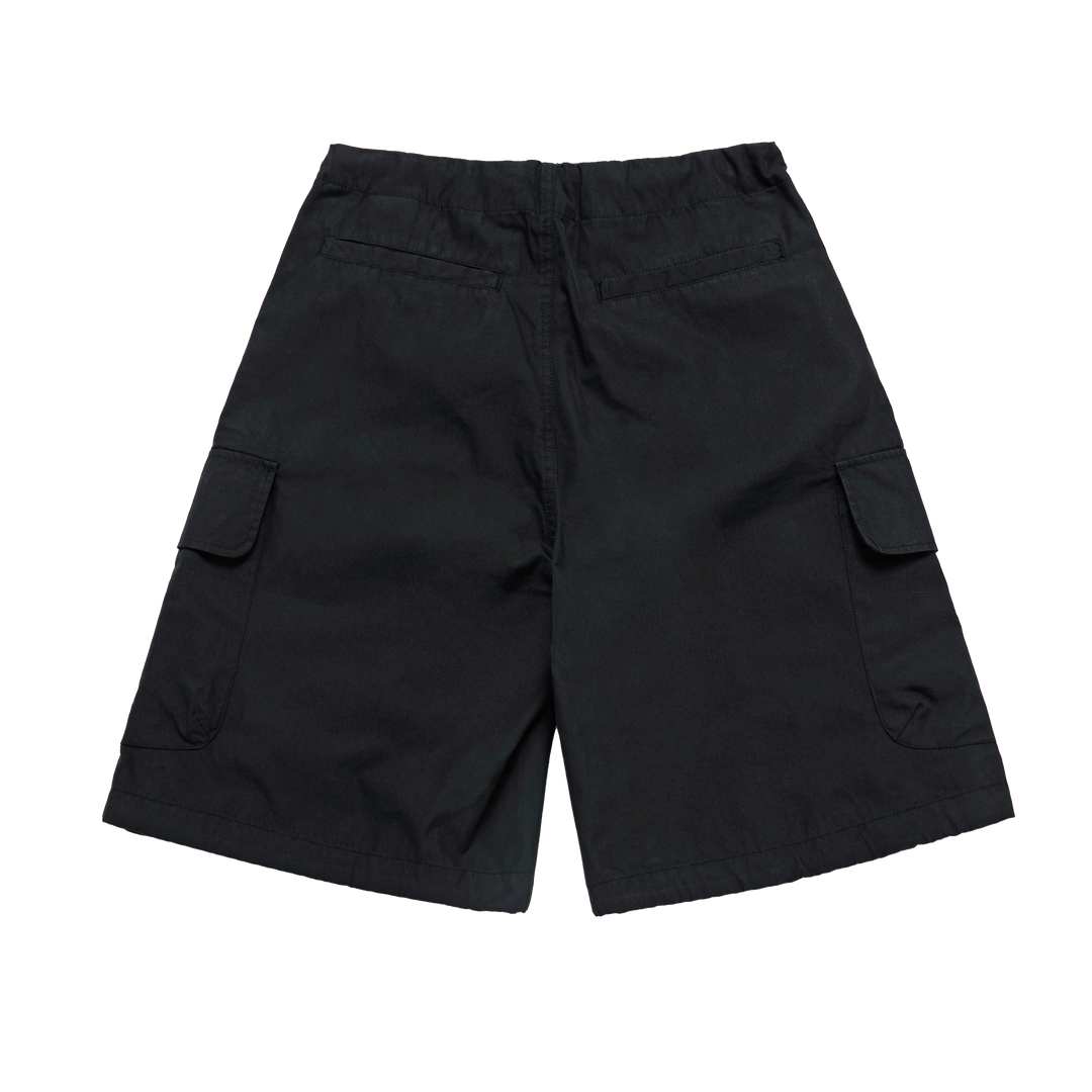 HEM LINE STRING CARGO SHORT PANTS BLACK