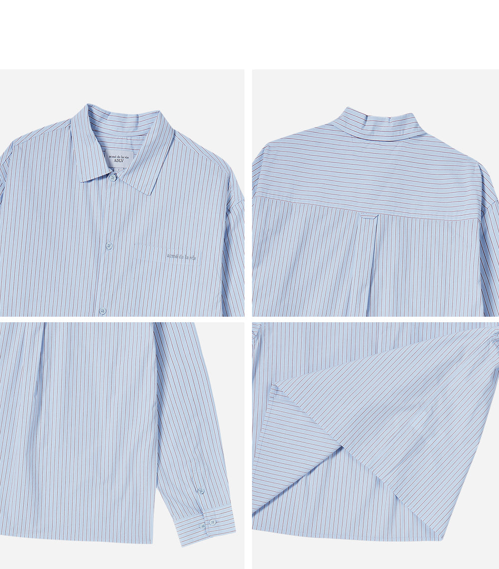 STRIPE SET-UP LOOSE FIT SHIRTS BLUE