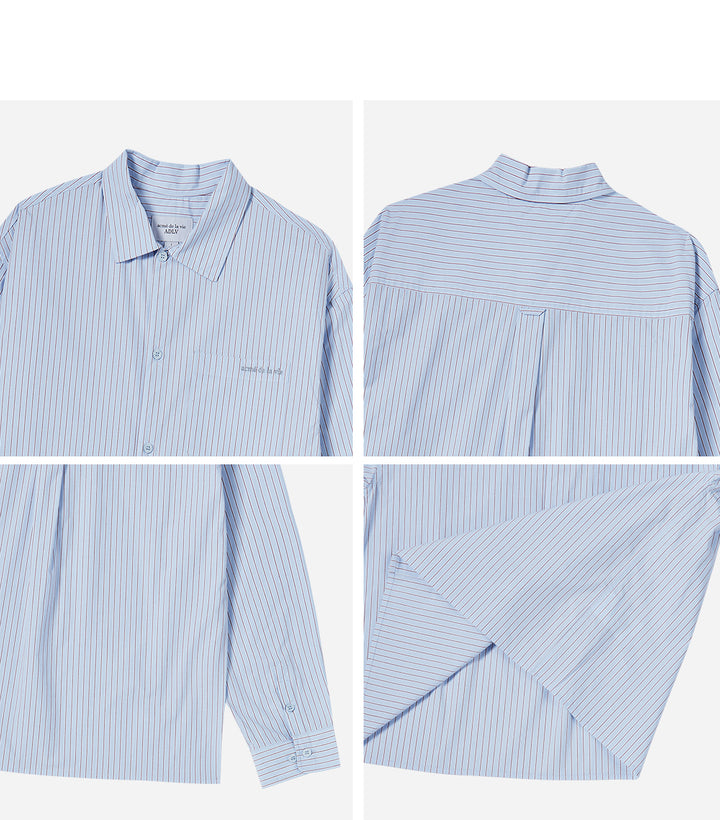 STRIPE SET-UP LOOSE FIT SHIRTS BLUE