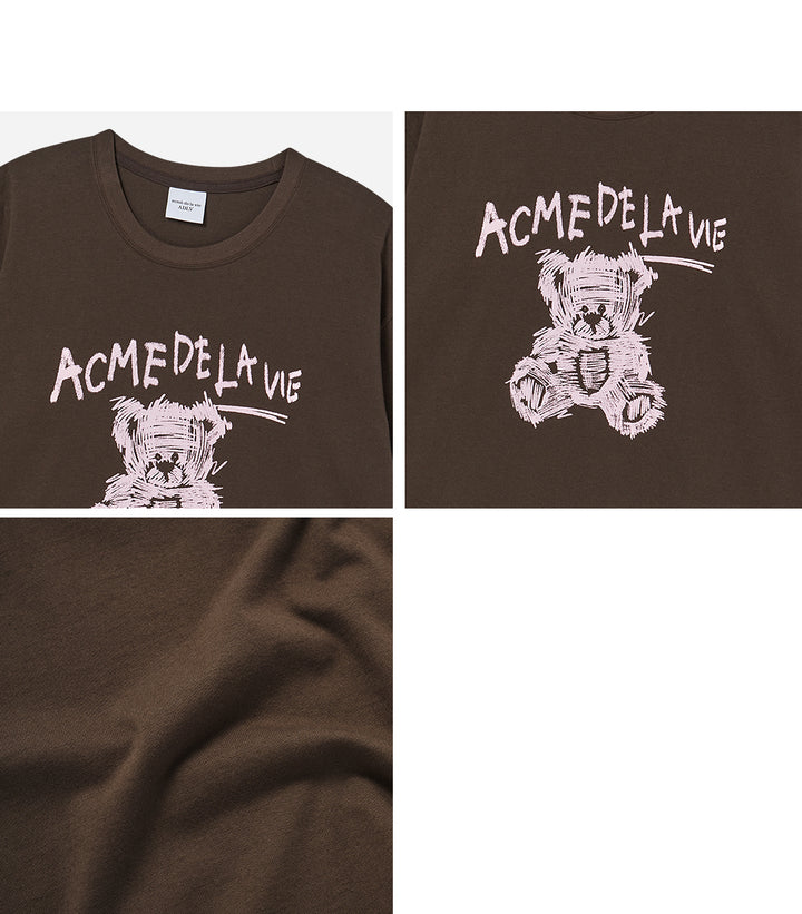 DRAWING BEAR SHORT SLEEVE T-SHIRT DARK BROWN