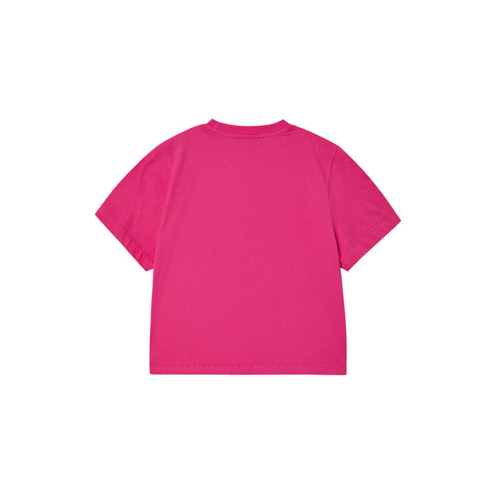 ROUND SPRAY RABBIT CROP SHORT SLEEVE T-SHIRT HOT PINK