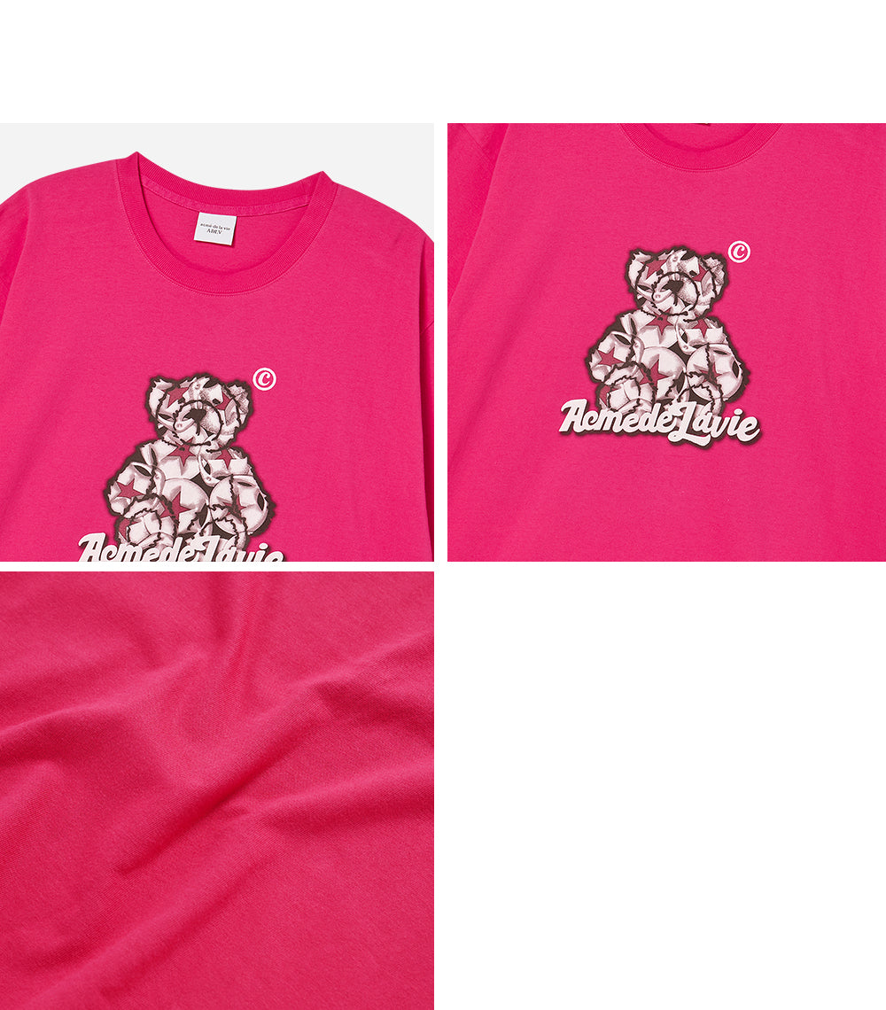 STAR BEAR SHORT SLEEVE T-SHIRT HOT PINK
