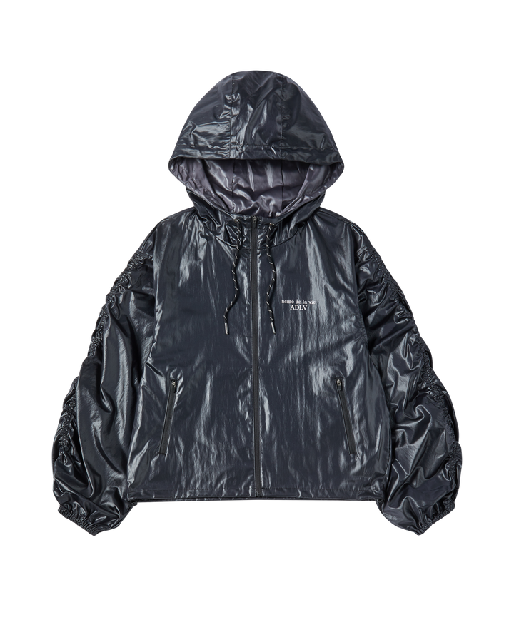 WOMAN SHIRRING WINDBREAKER JACKET BLACK