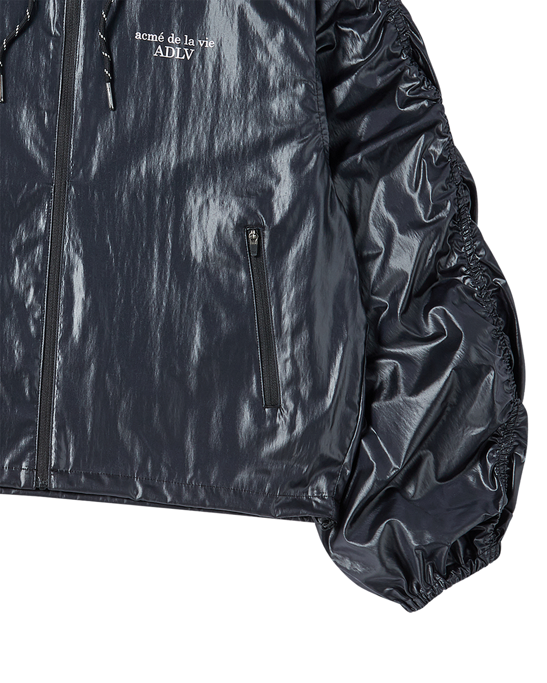 WOMAN SHIRRING WINDBREAKER JACKET BLACK