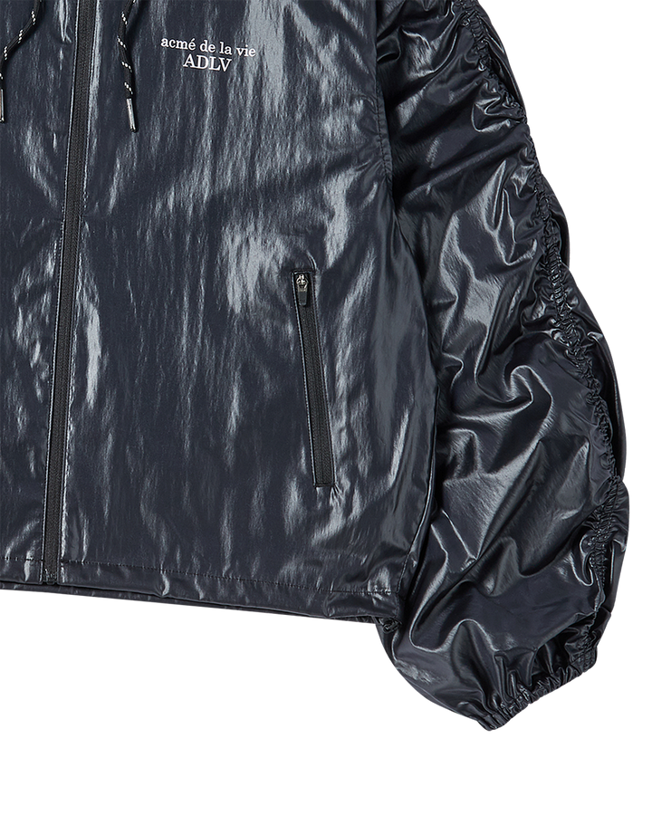 WOMAN SHIRRING WINDBREAKER JACKET BLACK