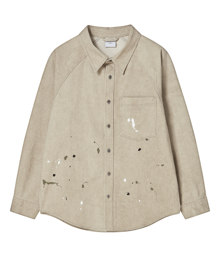 PAINT EFFECT OVERSIZE SHIRT BEIGE