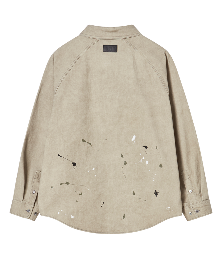 PAINT EFFECT OVERSIZE SHIRT BEIGE