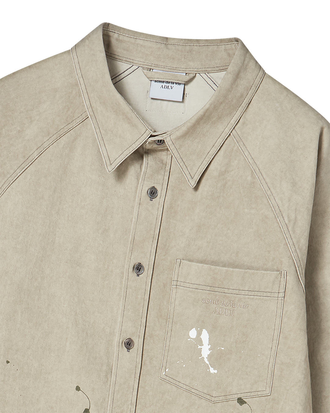 PAINT EFFECT OVERSIZE SHIRT BEIGE