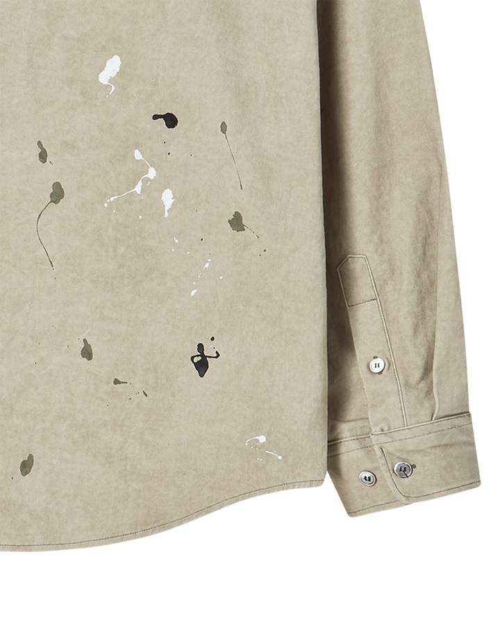PAINT EFFECT OVERSIZE SHIRT BEIGE