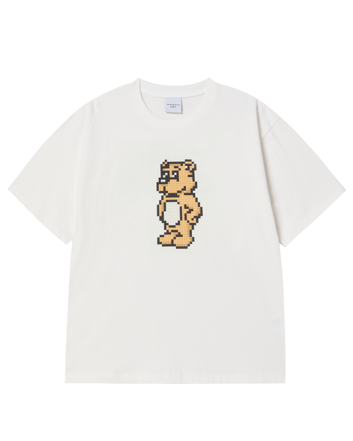 BLOCK AC BEAR SHORT SLEEVE T-SHIRT CREAM