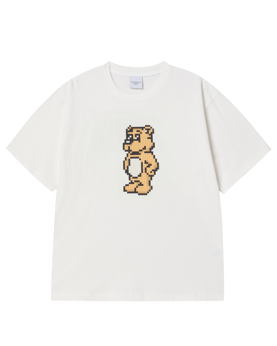 BLOCK AC BEAR SHORT SLEEVE T-SHIRT CREAM