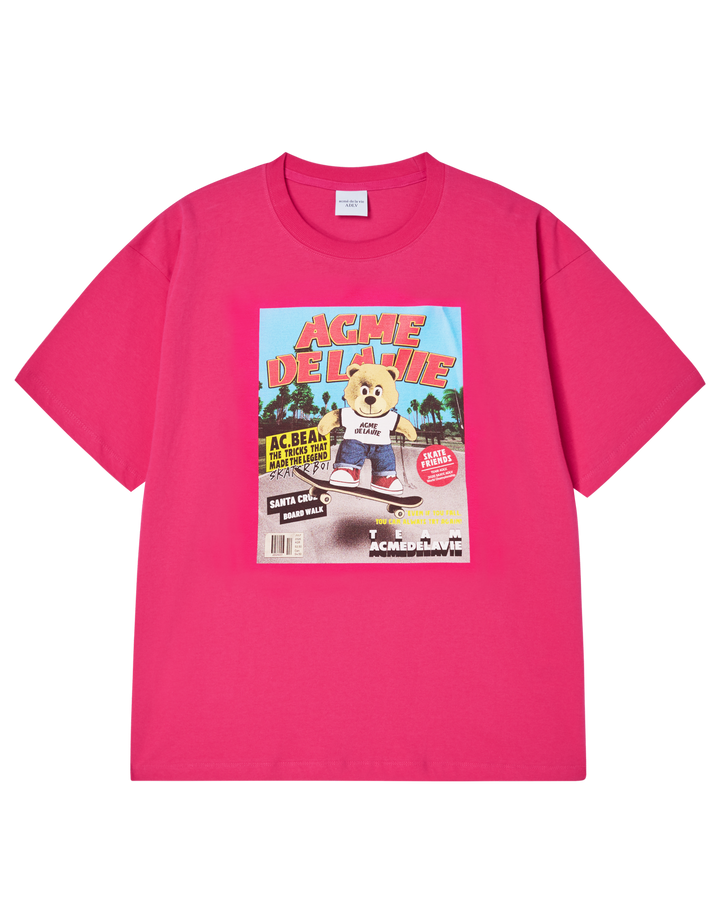 MAGAZINE AC BEAR SHORT SLEEVE T-SHIRT HOT PINK
