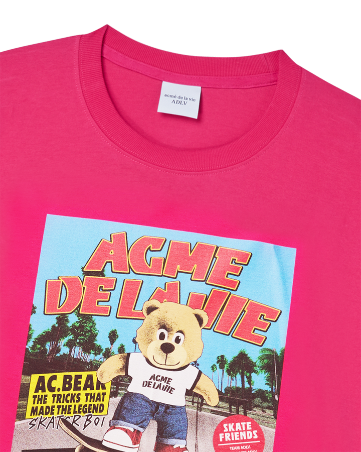 MAGAZINE AC BEAR SHORT SLEEVE T-SHIRT HOT PINK