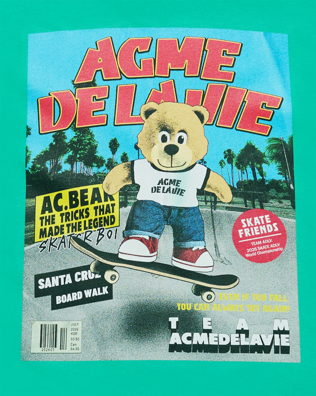 MAGAZINE AC BEAR SHORT SLEEVE T-SHIRT PASTEL GREEN