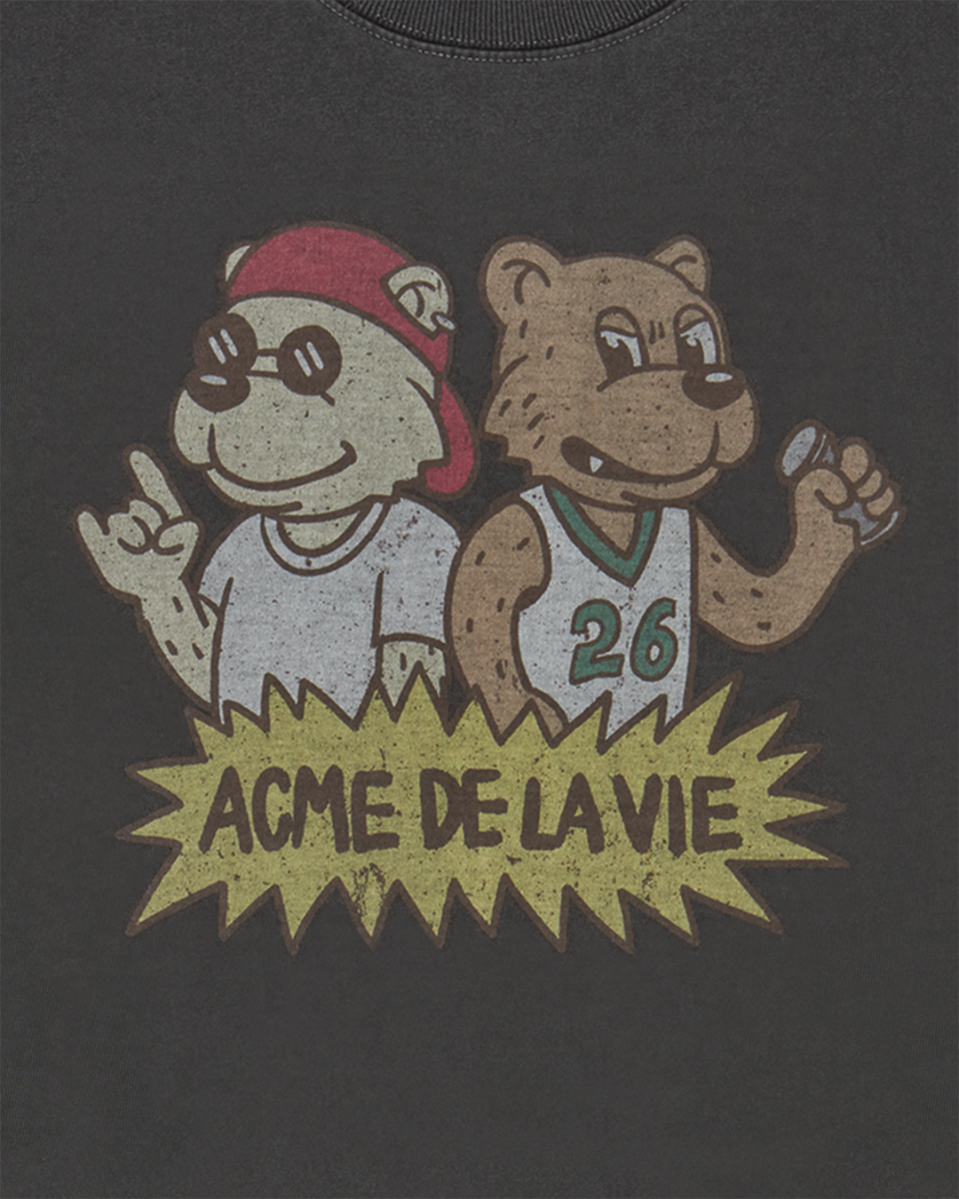ROCK AND ROLL AC BEAR PIGMENT SHORT SLEEVE T-SHIRT CHARCOAL
