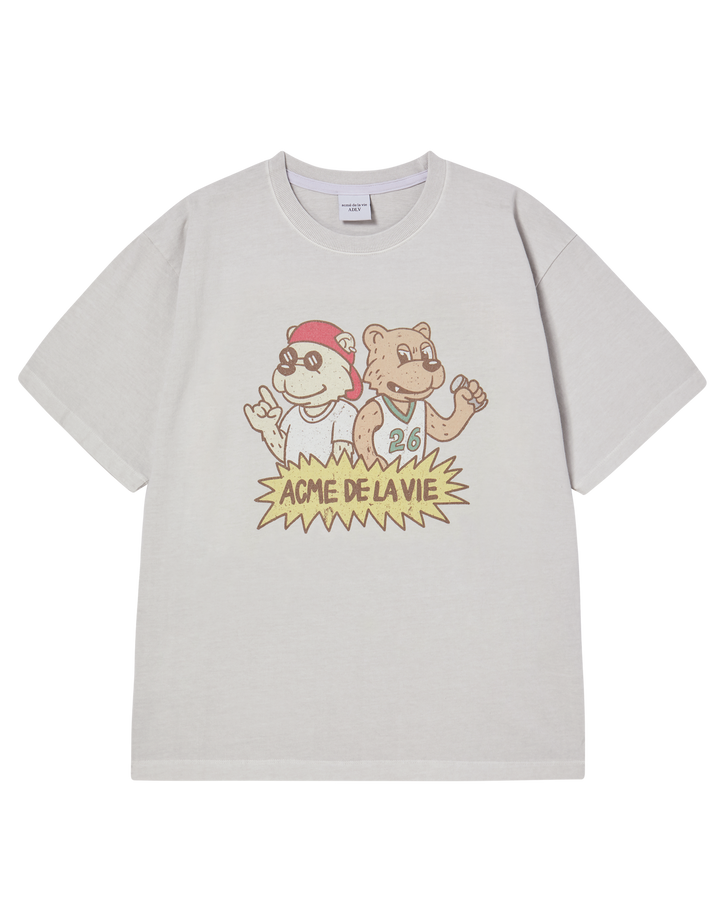 ROCK AND ROLL AC BEAR PIGMENT SHORT SLEEVE T-SHIRT LIGHT GRAY