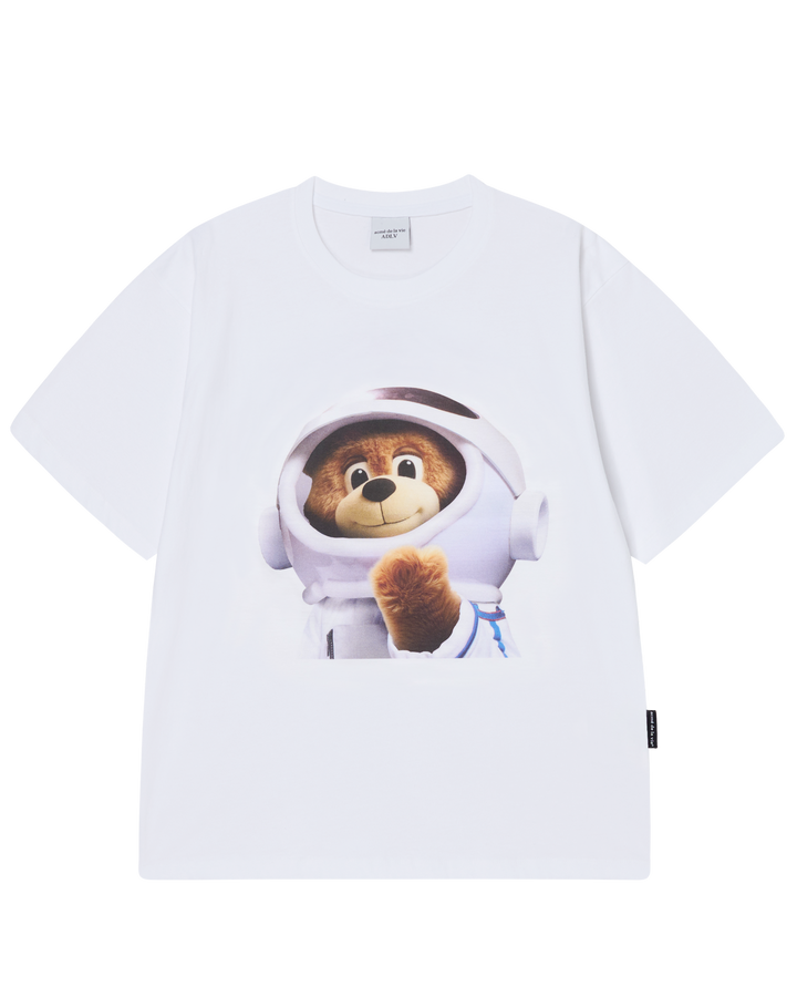 AC BEAR BABY FACE ASTRONAUT SHORT SLEEVE T-SHIRT WHITE