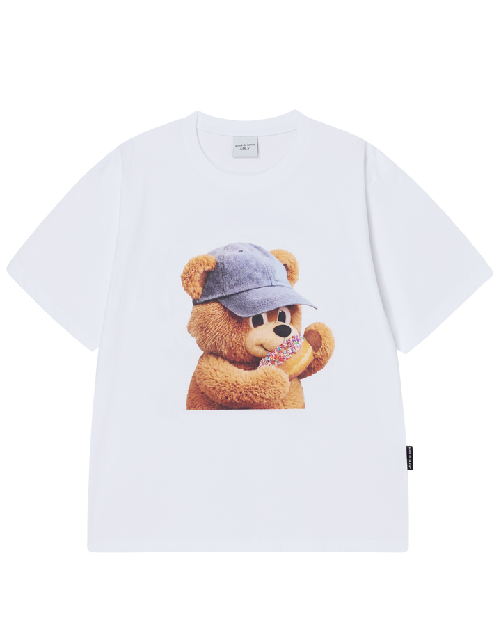 AC BEAR BABY FACE CAP BOY SHORT SLEEVE T-SHIRT WHITE