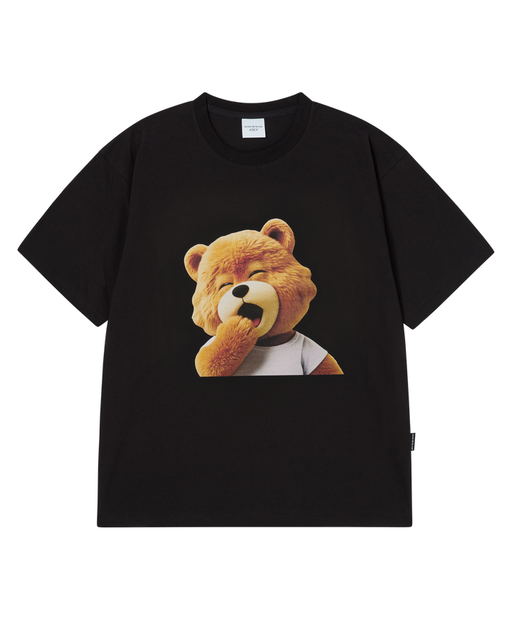 AC BEAR BABY FACE YAWN SHORT SLEEVE T-SHIRT BLACK