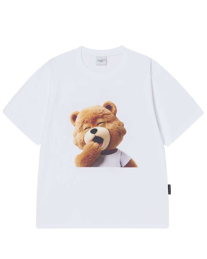 AC BEAR BABY FACE YAWN SHORT SLEEVE T-SHIRT WHITE