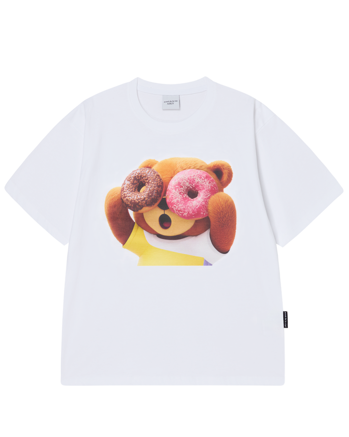 AC BEAR DONUT BABY FACE SHORT SLEEVE T-SHIRT WHITE